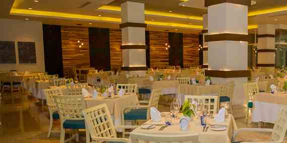 Inside view of the restaurant Cocotal inside the all-inclusive resort El Dorado Royal