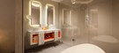 Spacious double bathroom vanity suites at Nickelodeon Hotels and Resorts in Rivera Maya