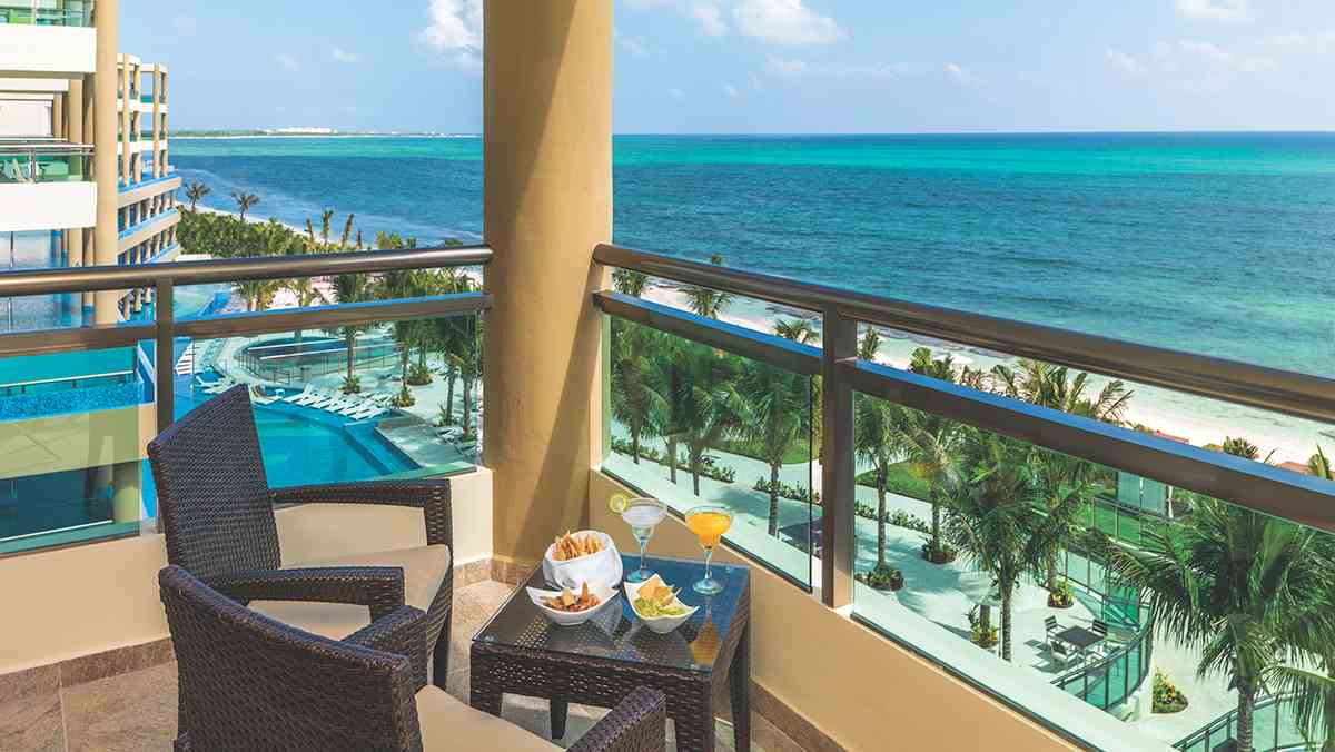 Relaxing ocean view patio suite at the all inclusive Generations Riviera Maya Resorts in Cancun